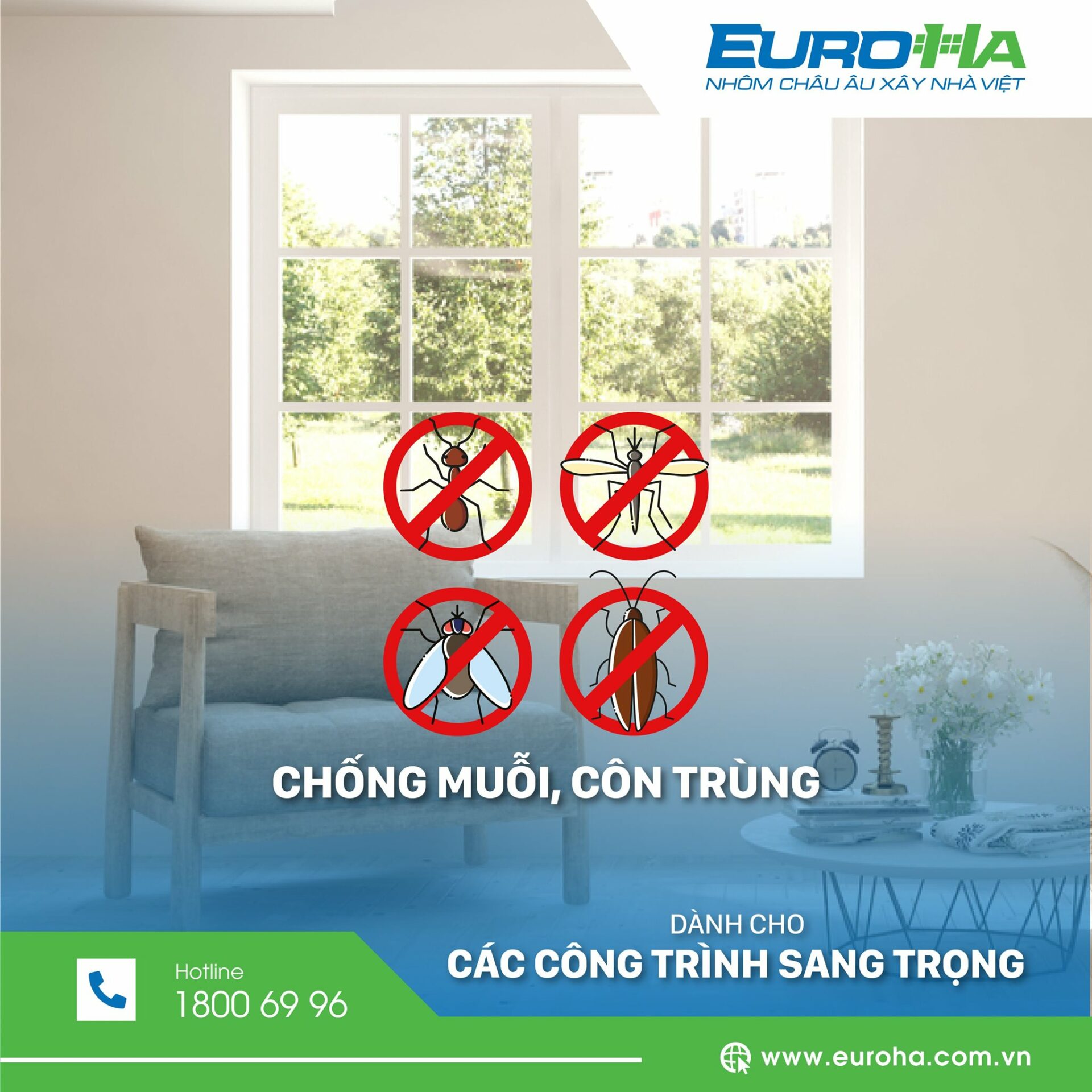 cửa nhôm chống muỗi euroha