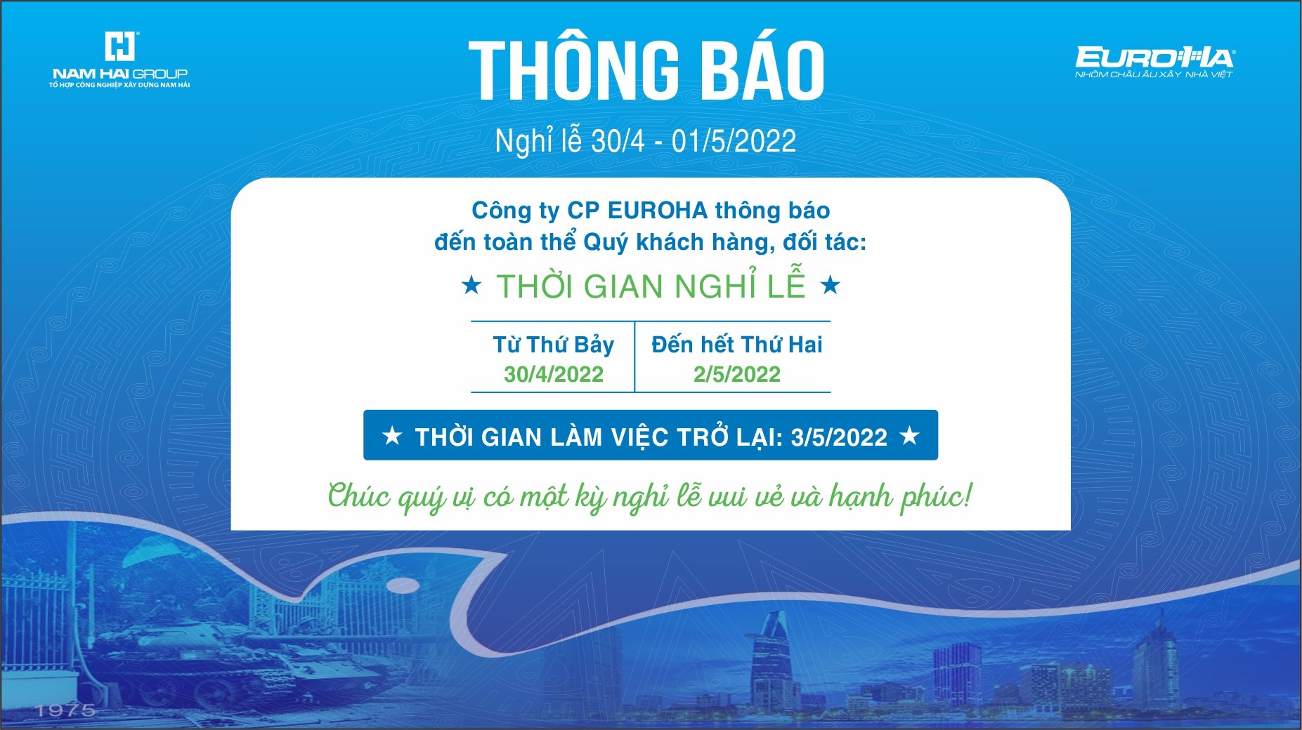 thông báo nghỉ lễ